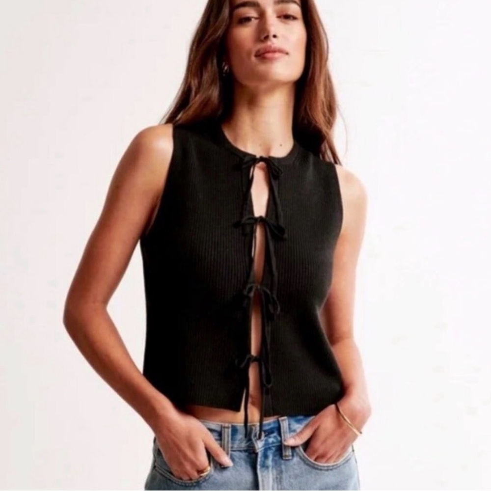 Abercrombie & Fitch Black Tie-Front Tank Top